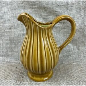 Ceramic Crackle Glazed Gold Ribbed Small Gravy Pitcher